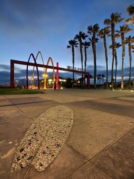 Low angle view of pier entrance, Imperial Beach, California, USA