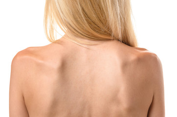 Fototapeta premium Rear view of the back of a thin woman