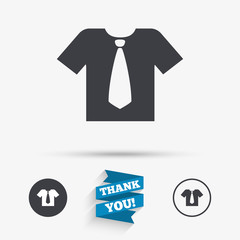 Shirt with tie sign icon. Clothes symbol.