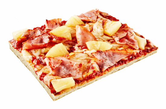 Rectangular Slice Of Italian Hawaiian Pizza