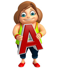 kid girl with A alphabate