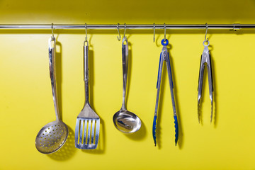 Cooking utensils on the hanger