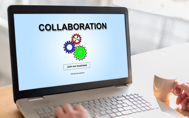 Collaboration concept on a laptop