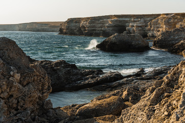 seascape, beautiful views of the rocky cliffs to the sea, Tarhankut, Crimea, Russia