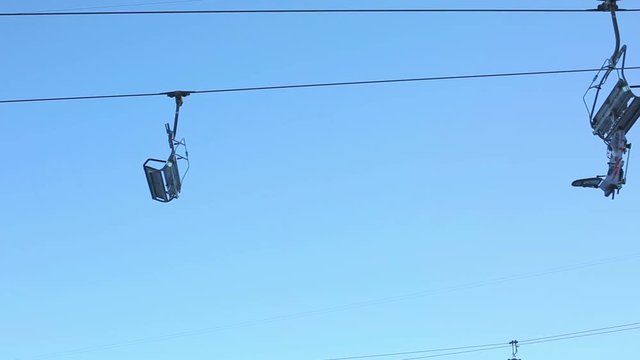 Cable car with ski equipment. Switzerland, Flums.