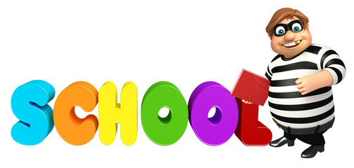 Thief with School sign & book