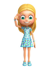kid girl with Salute pose