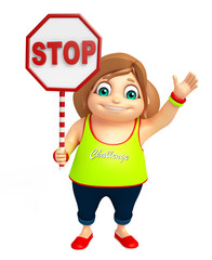 kid girl with Stop