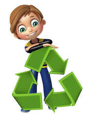 kid boy with recycle