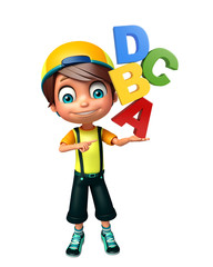 kid boy with ABCD sign