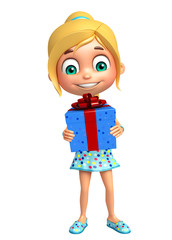 kid girl with Gift box