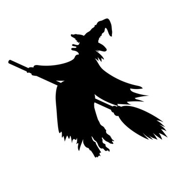 Scary witch flying