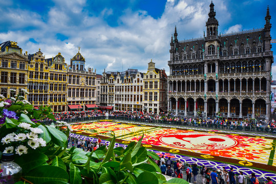 Tapis de fleurs sur la Grand-lpace de Bruxelles, célébrant l'amitié entre la Belgique et le Japon