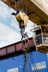 Crane hook at construction site