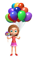 Fototapeta na wymiar kid girl with Lollypop and Balloon