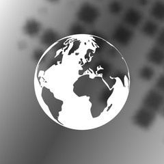 Flat paper cut style icon of globe