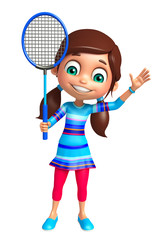 Kid girl with Badminton