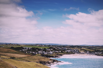 View from the costal path near Polzeath Vintage Retro Filter.