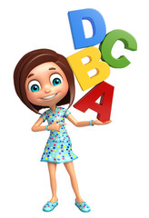 kid girl with ABCD sign