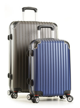 Travel suitcases isolated on white background