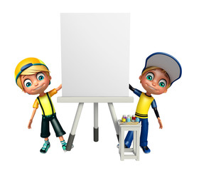 kid boy with White board