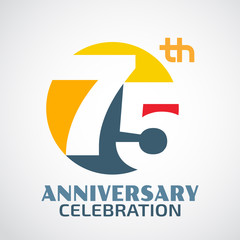 Template Logo 75th anniversary with a circle and the number 75 i - obrazy, fototapety, plakaty