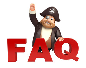 Pirate with FAQ sign