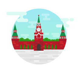 Moscow kremlin, a symbol of Russia's capital, vector flat illustration