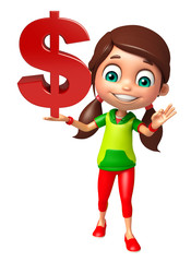 kid girl with dollar sign