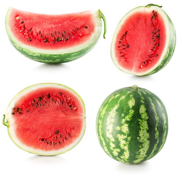 collection of watermelon isolated on the white background