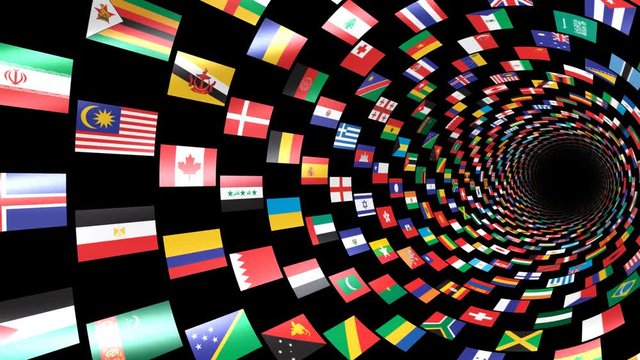 The national flag of various countries.