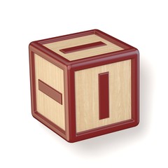 Letter I wooden alphabet blocks font rotated. 3D