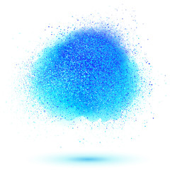 Blue paint powder cloud isolated on white background