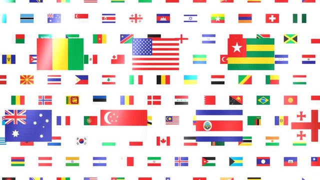 The national flag of various countries.