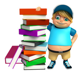 kid boy with Book Stack