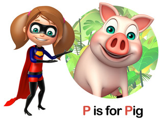 super girl pointing Pig