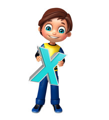 kid boy with  X alphabate