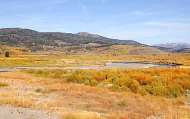 Fototapeta na wymiar Scenic Autumn landscape in Yellowstone national park