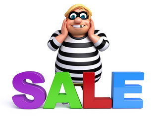Thief with Sale sign