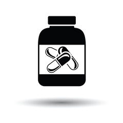 Fitness pills in container icon