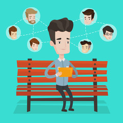 Man surfing in the social network.