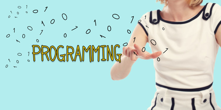 Programming concept with young woman