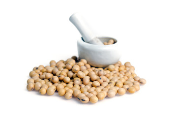 Soybean or soy bean isolated on white background