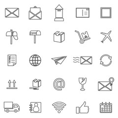 Post line icons on white background