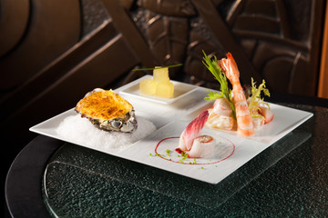 Temptations wine pairings with fresh shrimps oysters and tuna