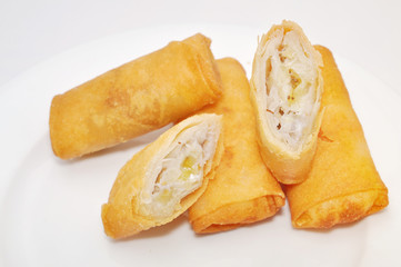 Cha Gio or Vietnamese spring roll on a white background