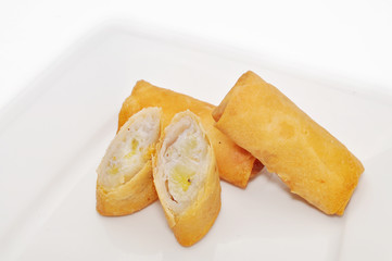 Cha Gio or Vietnamese spring roll on a white background