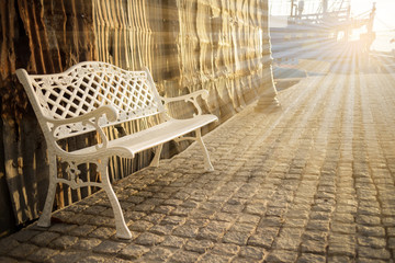 White chair with evening sun.