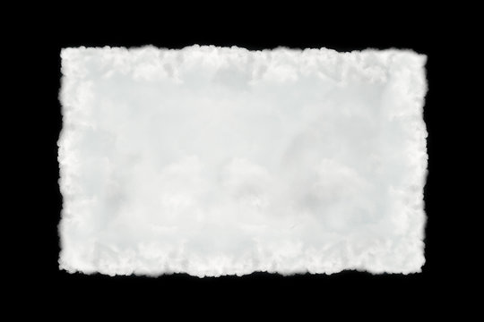 rectangle white cloud isolated on black