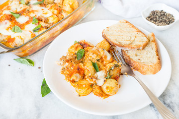 Italian potato and chicken baked recipe on the table